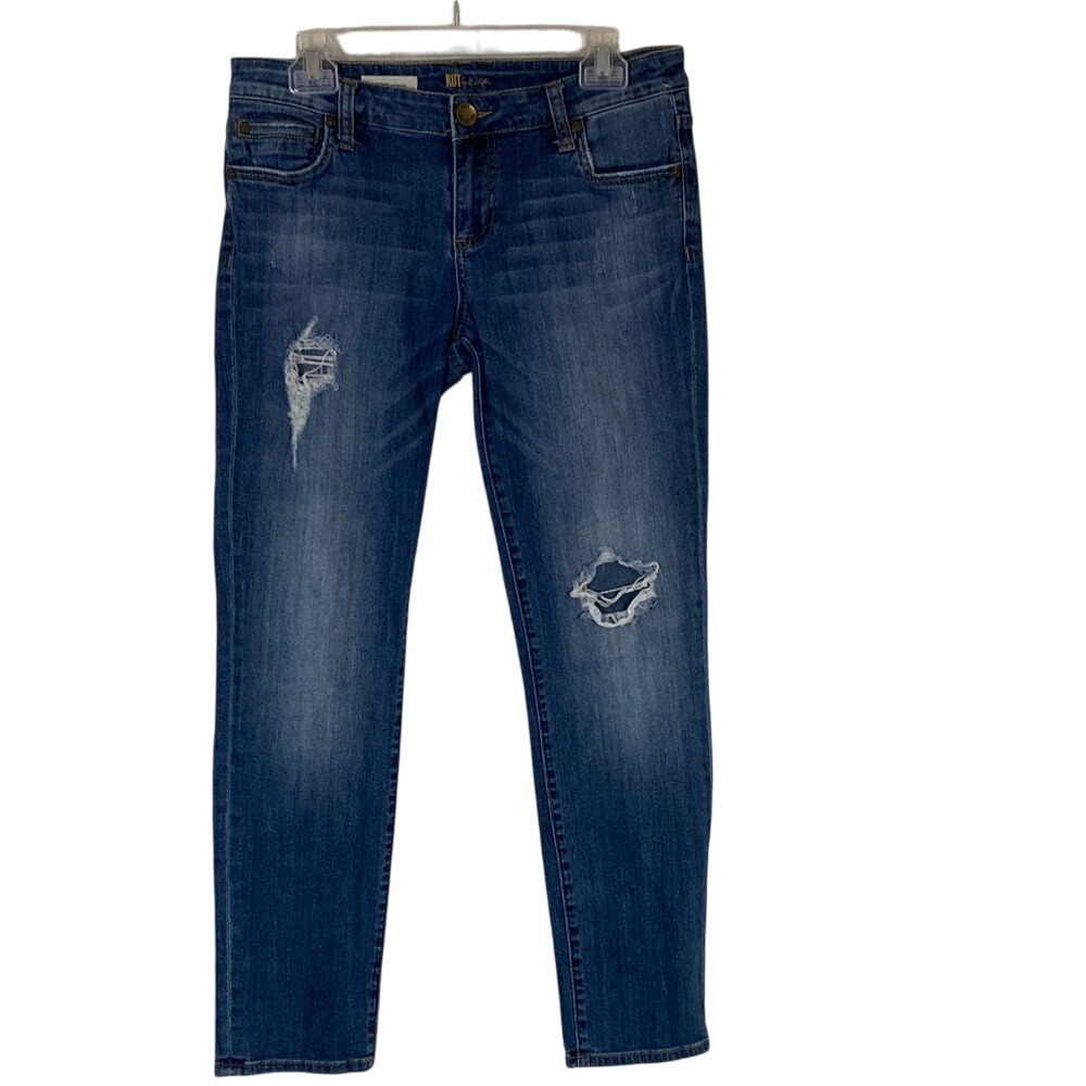 Kut From The Kloth Womens Catherine Boyfriend Medium Wash Jeans Size 6 Distress‎